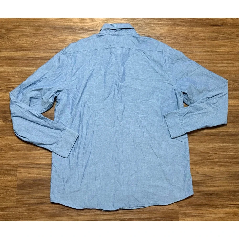 Banana Republic Mens Slim Fit Blue Chambray Button Down Shirt Medium Wash Sz XLT